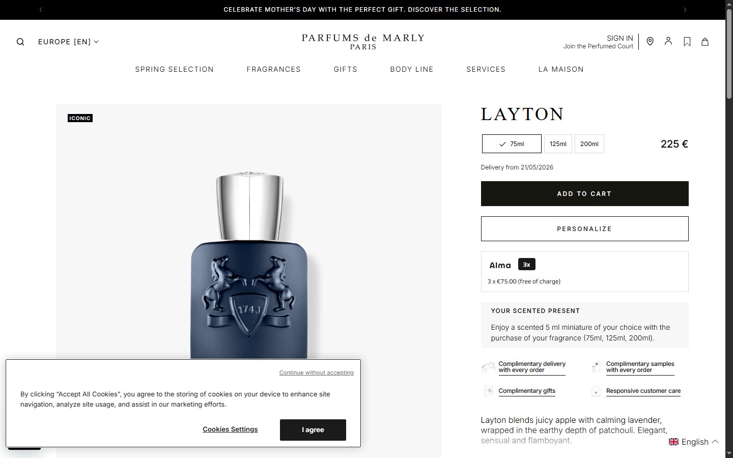Parfums de Marly â€” Full price only, no BNPL option near ATC