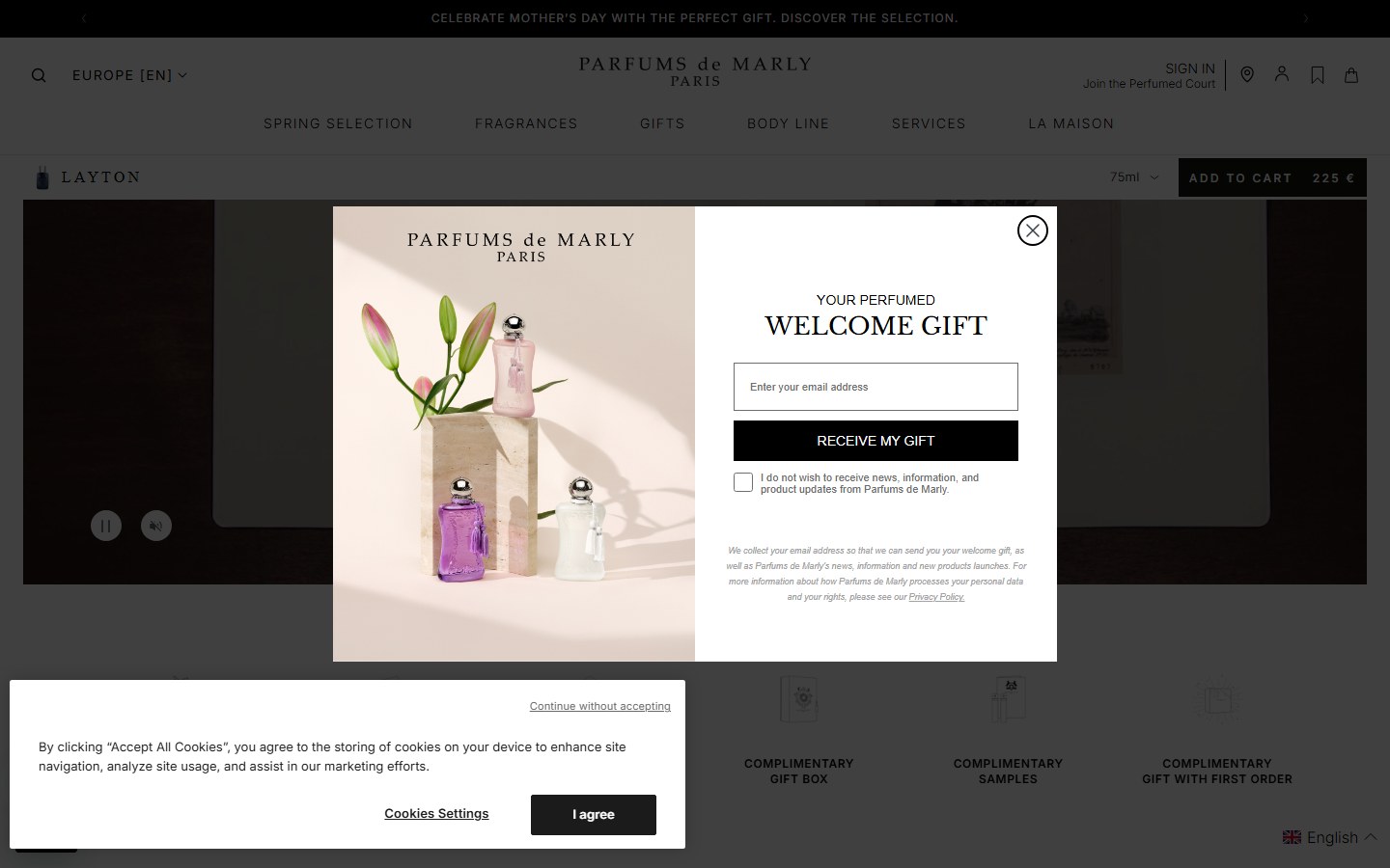 Parfums de Marly PDP â€” No review section present on Layton PDP